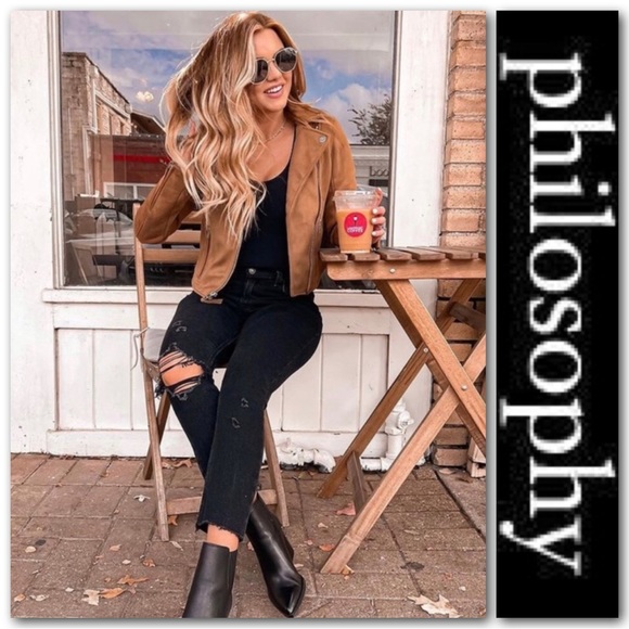 Philosophy Faux Suede Moto Jacket - Picture 2 of 7